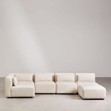 Divano componibile angolare in 5 pezzi con pouf Fogler