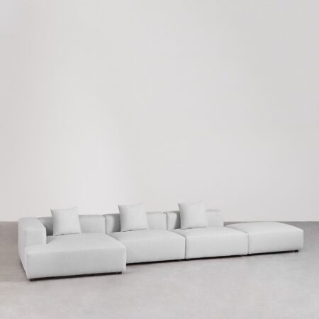 Divano componibile chaise longue angolare 3 pezzi sinistro con puff (â†”ï¸Ž450 cm) Bruna