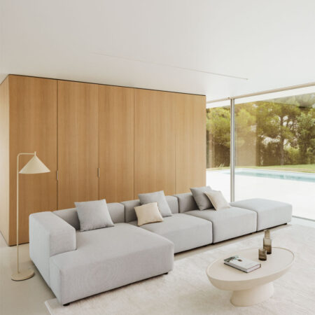 Divano componibile chaise longue angolare 3 pezzi sinistro con puff (â†”ï¸Ž450 cm) Bruna