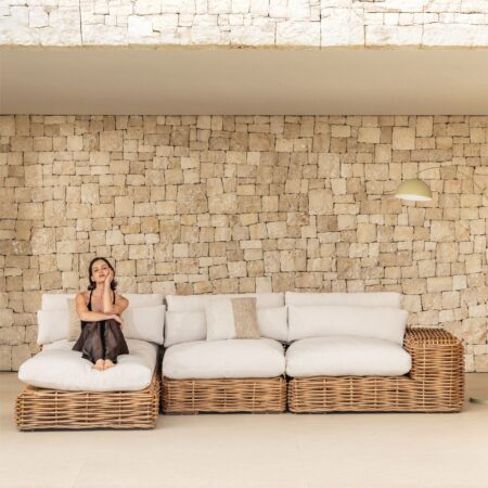 Divano componibile chaise longue da giardino sinistra Milu in 3 pezzi