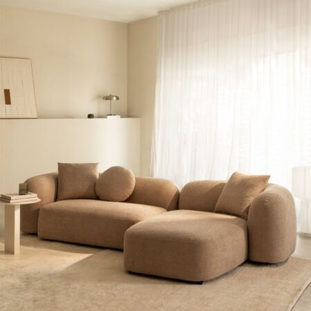 Divano modulare destro con chaise longue in 2 pezzi in ciniglia Coco