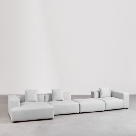 Divano modulare con chaise longue sinistra a 3 pezzi con bracciolo alto e pouf (â†”ï¸Ž480 cm) Bruna