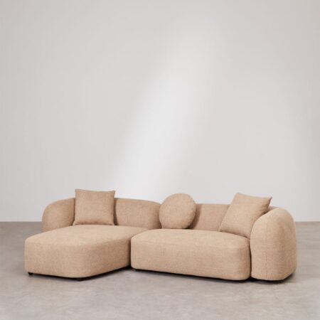 Divano chaise longue sinistro componibile in 2 pezzi in ciniglia Coco