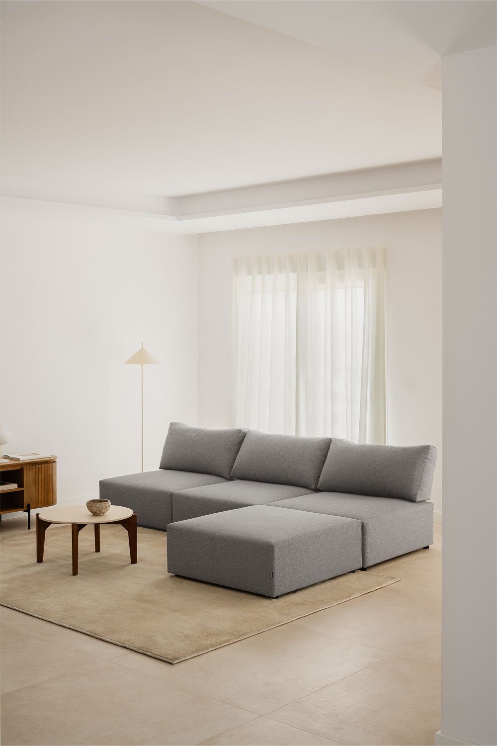 Divano componibile in 3 pezzi con pouf Kata