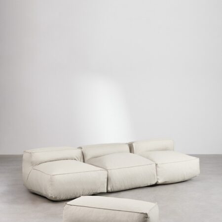 Divano modulare e pouf in 3 pezzi Dojans