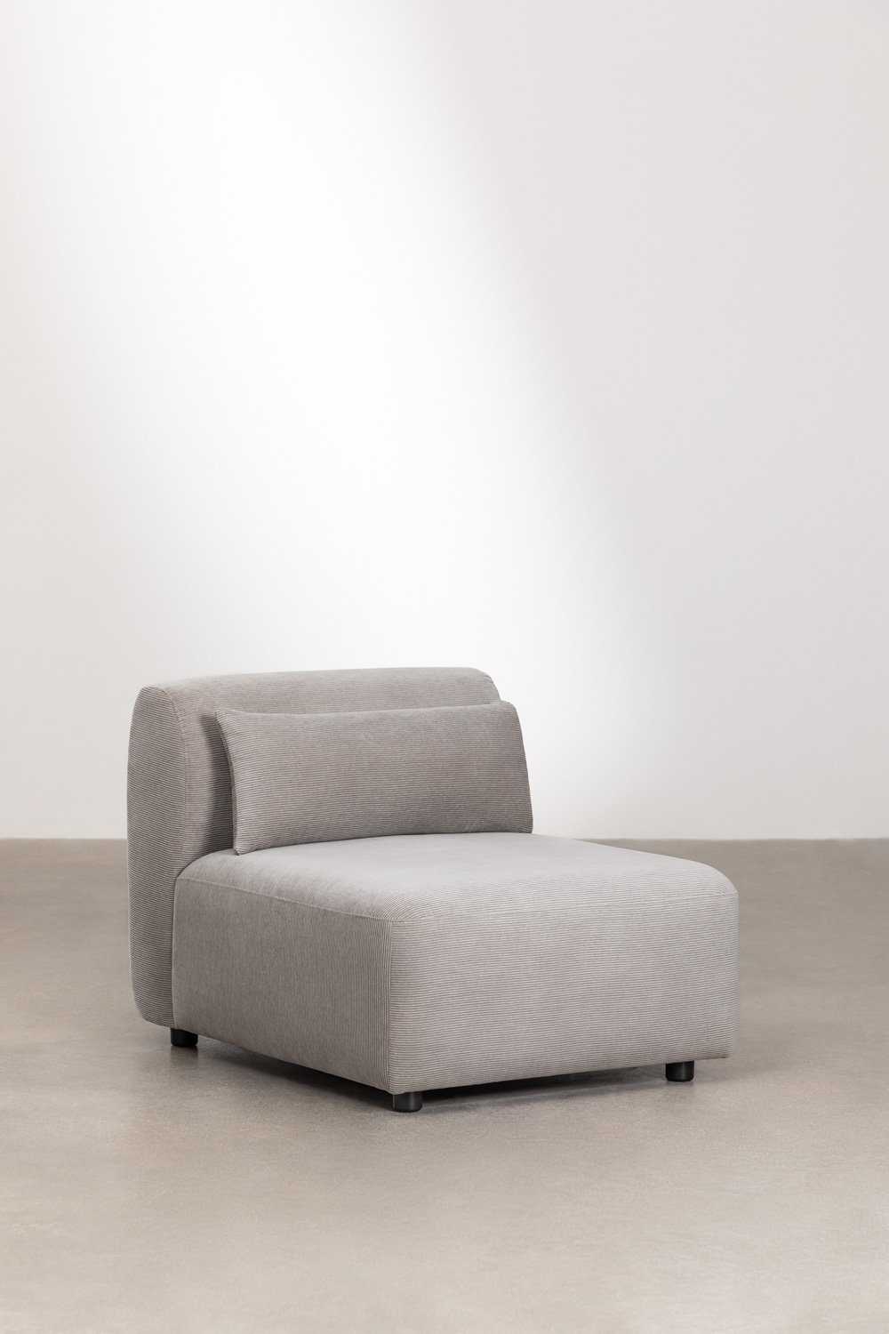 Set soggiorno con divano componibile in 3 pezzi, poltrona e pouf Fogler