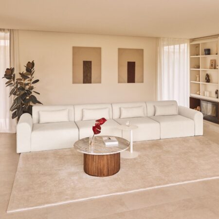 Divano componibile in 4 pezzi in shearling Borjan