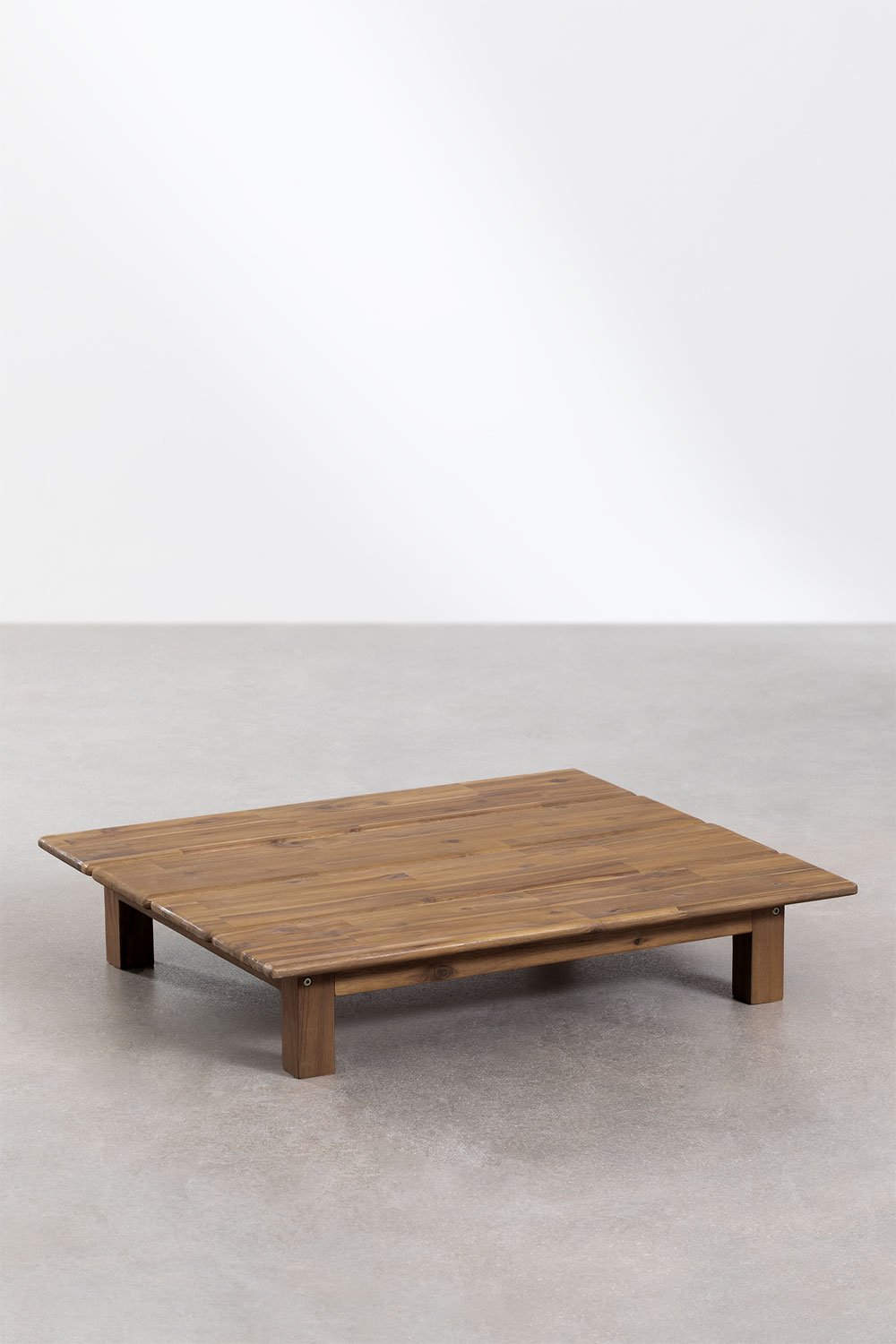 Set da giardino con divano modulare reclinabile a 4 pezzi, tavolino e pouf in legno di acacia Brina