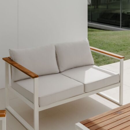 Divano da giardino a 2 posti in alluminio e legno di acacia Lipov