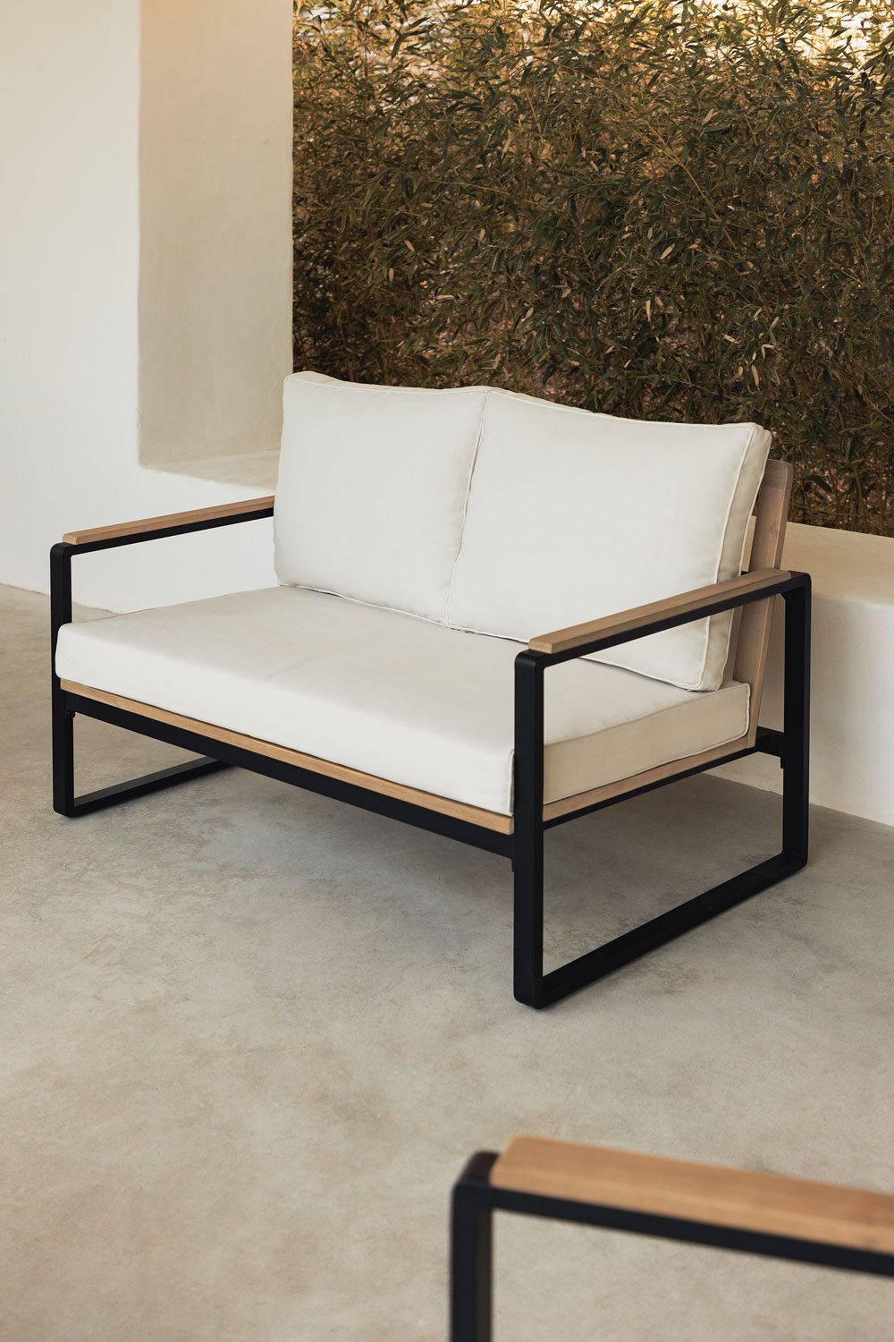 Divano da Giardino a 2 Posti in Alluminio e Legno di Acacia Giselle