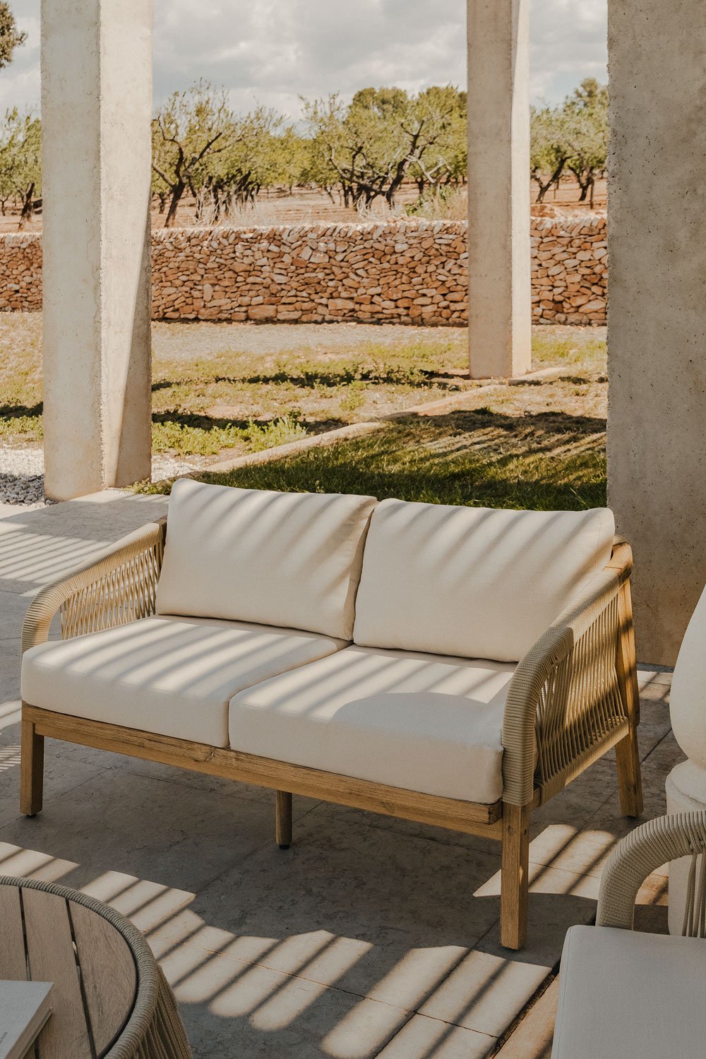 Divano da giardino a 2 posti in legno di acacia Dubai