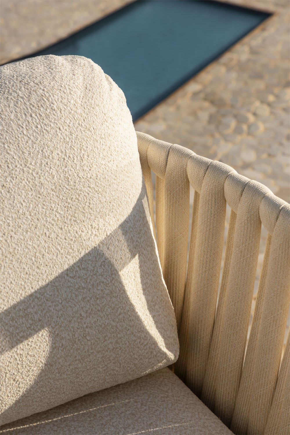 Divano da giardino 3 posti in alluminio e tessuto bouclé Sereilen