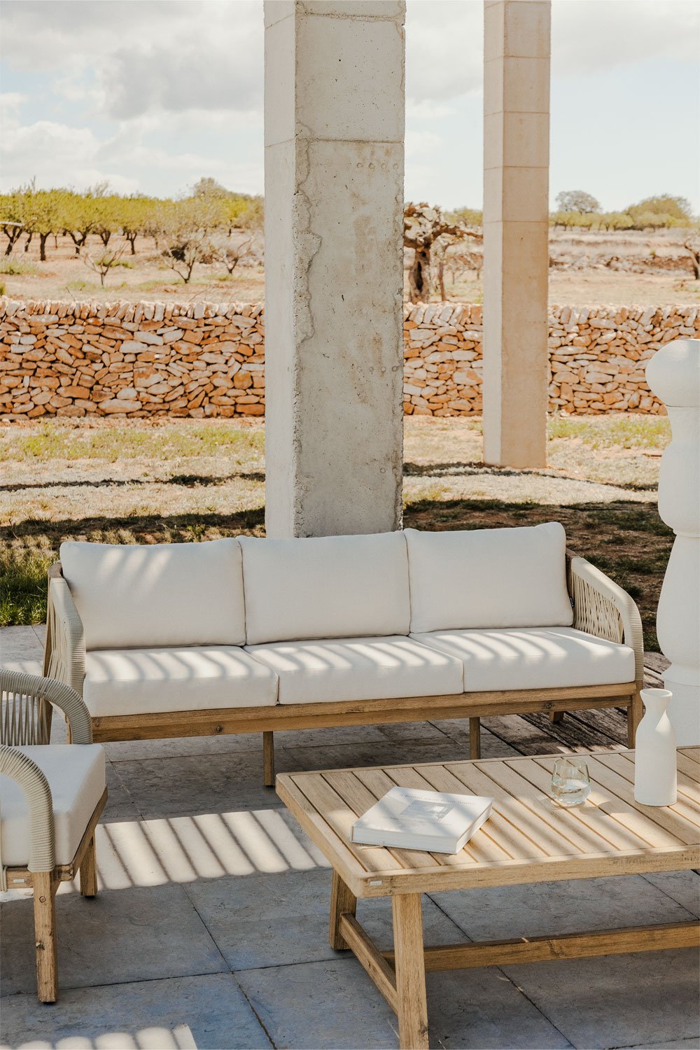 Divano da giardino 3 posti in legno di acacia Dubai