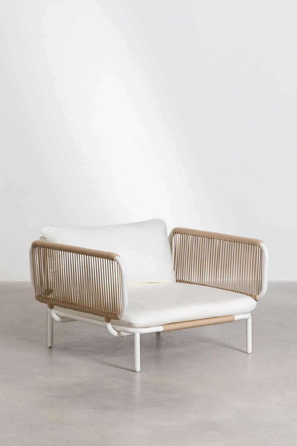 Divano da giardino angolare componibile in 4 pezzi con pouf e poltrona Roubly