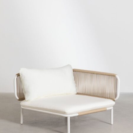 Divano da giardino angolare modulare in 4 pezzi e pouf Rubly