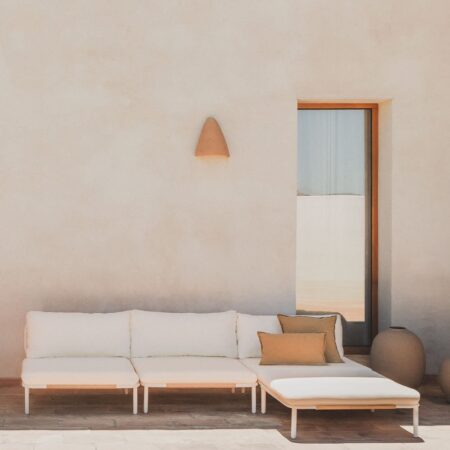 Divano da giardino componibile in 3 pezzi e pouf Roubly