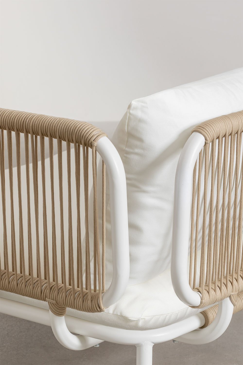 Divano da giardino componibile in 4 pezzi con 2 poltrone angolari e pouf Roubly
