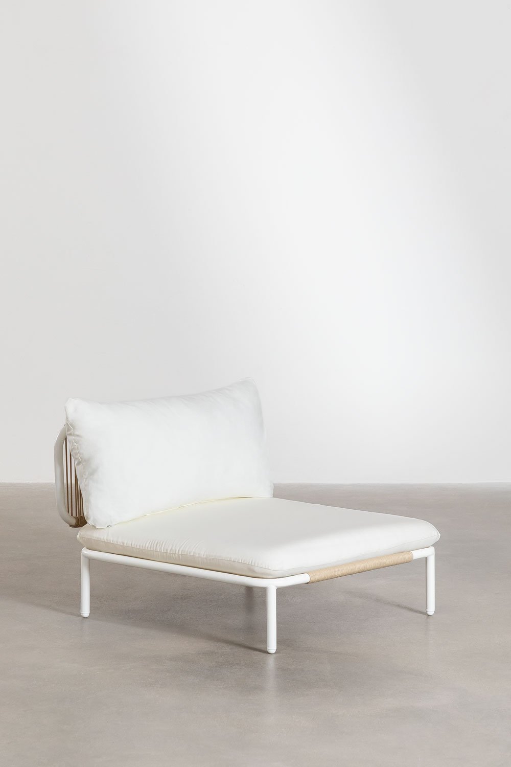 Divano da giardino componibile in 4 pezzi con 2 poltrone angolari e pouf Roubly