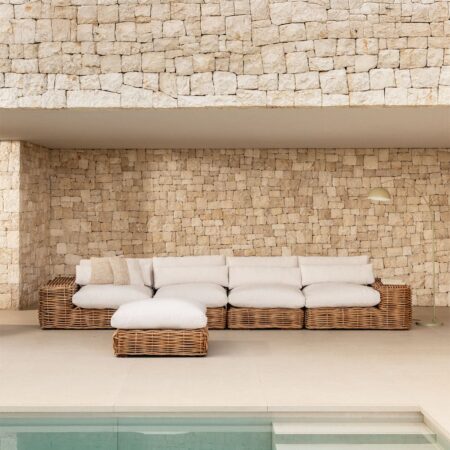 Divano da giardino componibile in 4 pezzi e pouf Milu