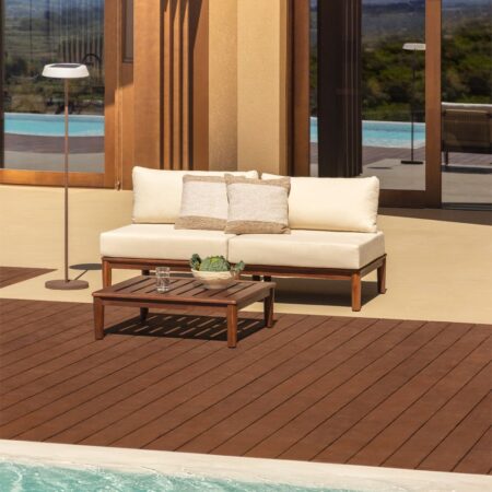 Set da giardino Giulia con divano componibile 2 pezzi e tavolino in legno di acacia