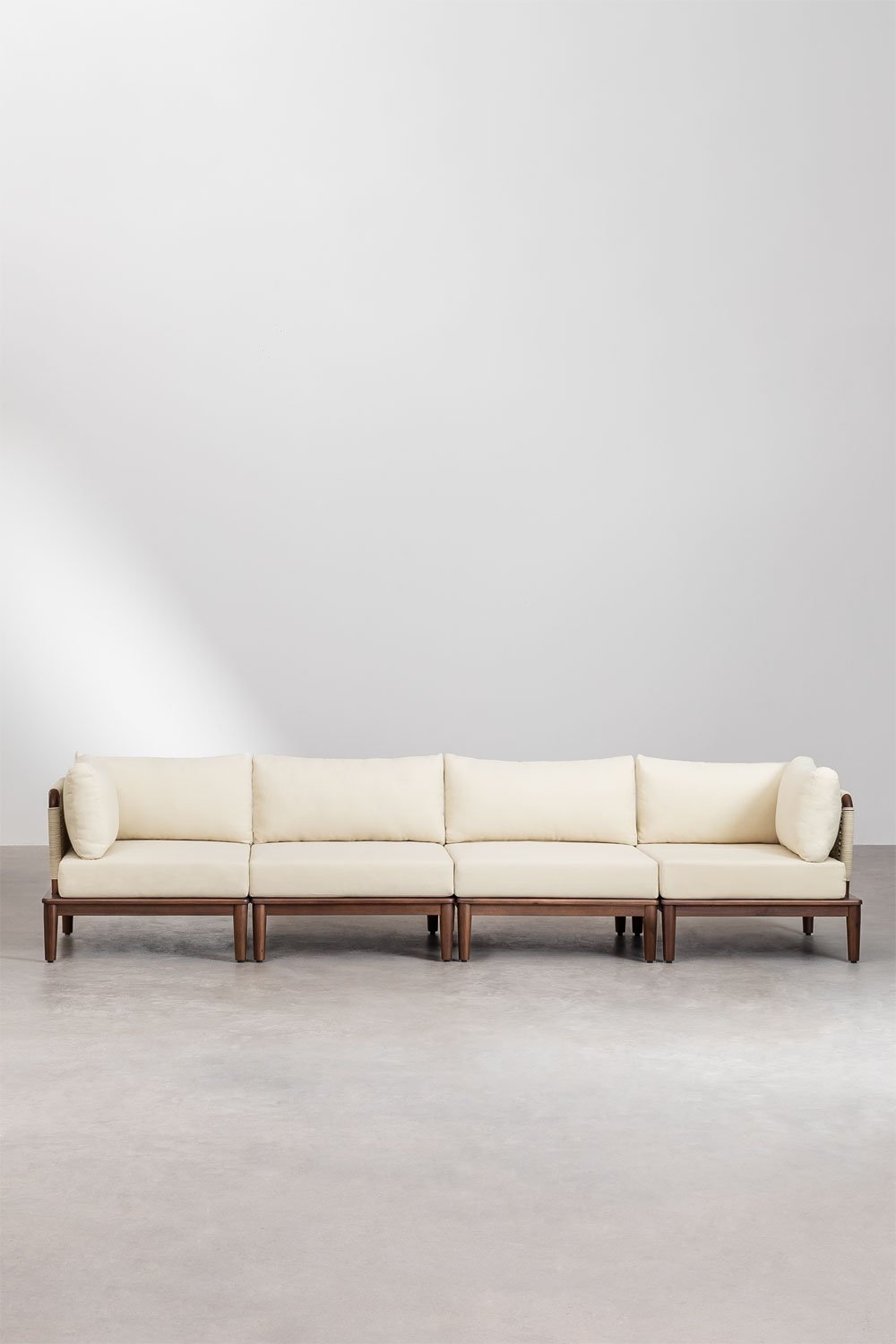 Divano da giardino componibile Giulia 4 pezzi con 2 poltrone angolari in acacia