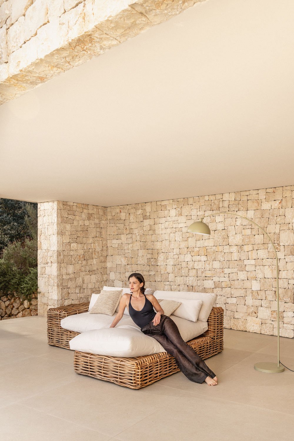 Divano da giardino modulare con chaise longue destra Milu in 2 pezzi