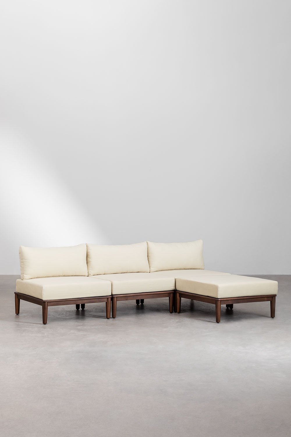 Divano da giardino componibile Giulia 3 pezzi e pouf in acacia