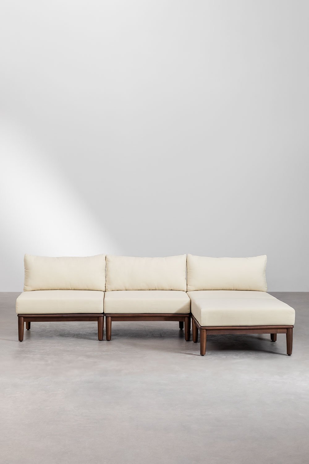 Divano da giardino componibile Giulia 3 pezzi e pouf in acacia