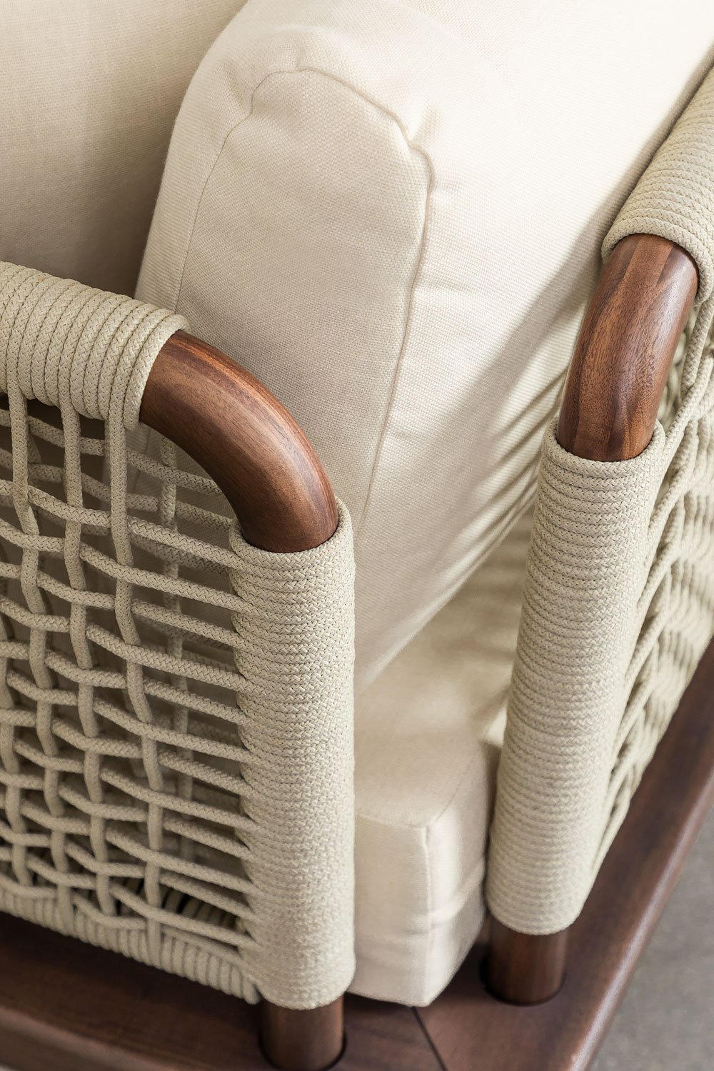 Divano da giardino componibile Giulia 2 pezzi con 2 poltrone angolari e pouf in acacia