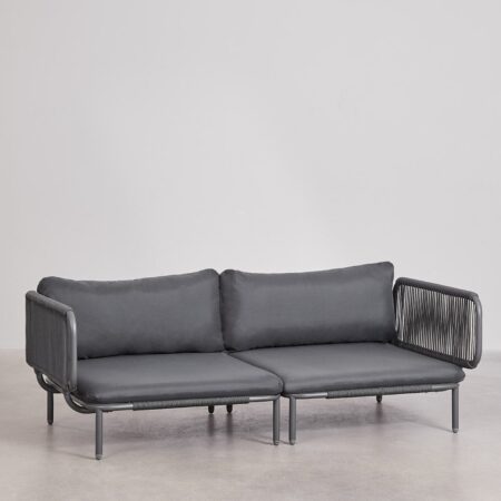 Divano da giardino modulare in 2 pezzi con 2 poltrone angolari Roubly