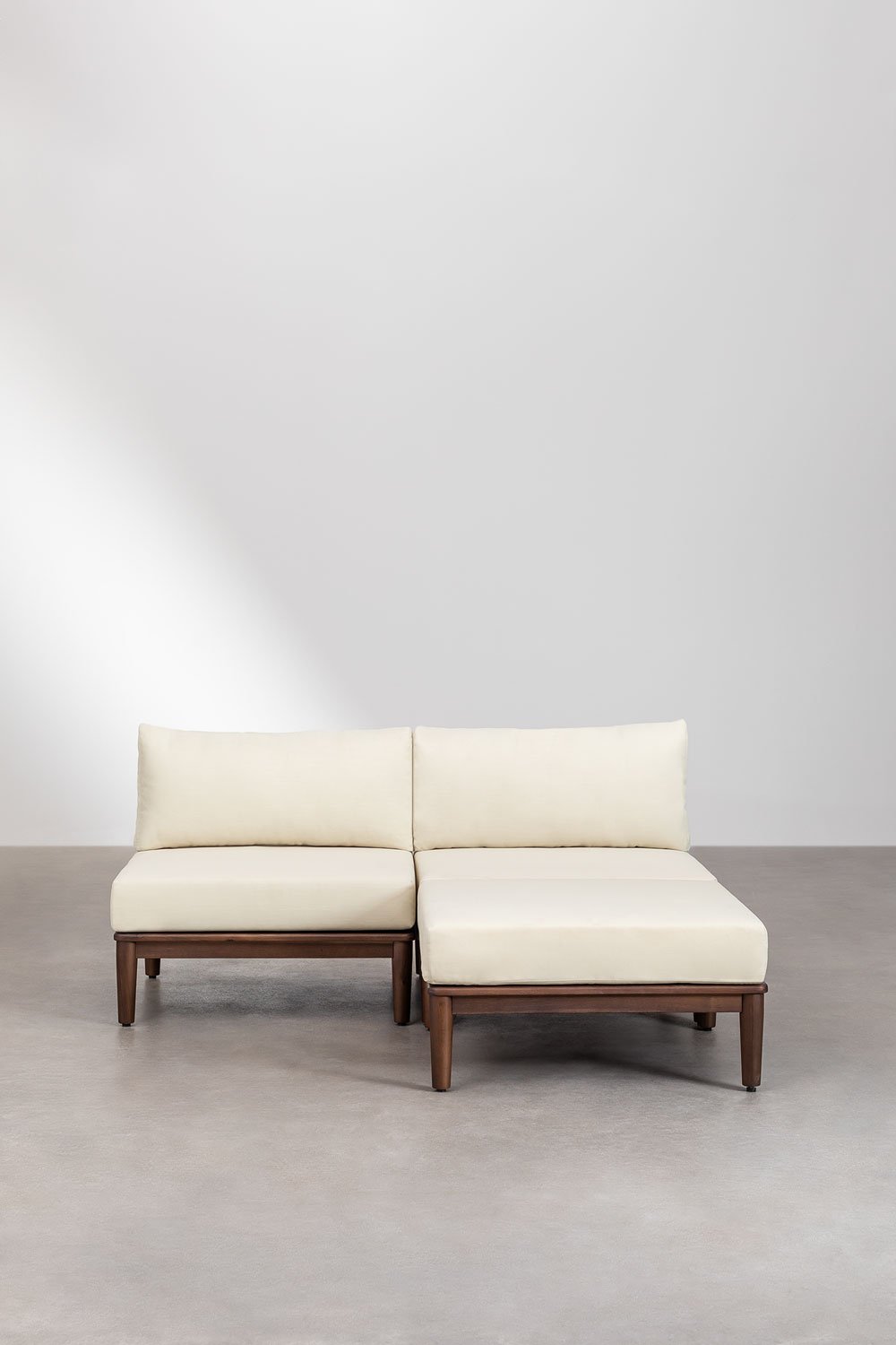 Divano da giardino componibile Giulia 2 pezzi e pouf in acacia