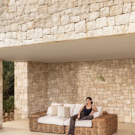 Divano da giardino modulare in rattan Milu 2 pezzi