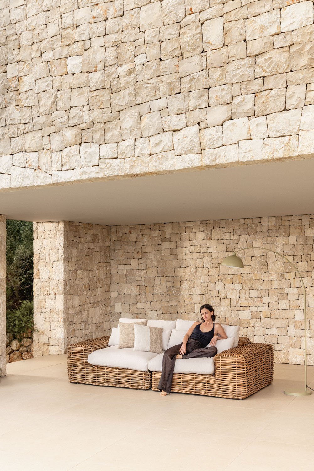 Divano da giardino modulare in rattan Milu 2 pezzi