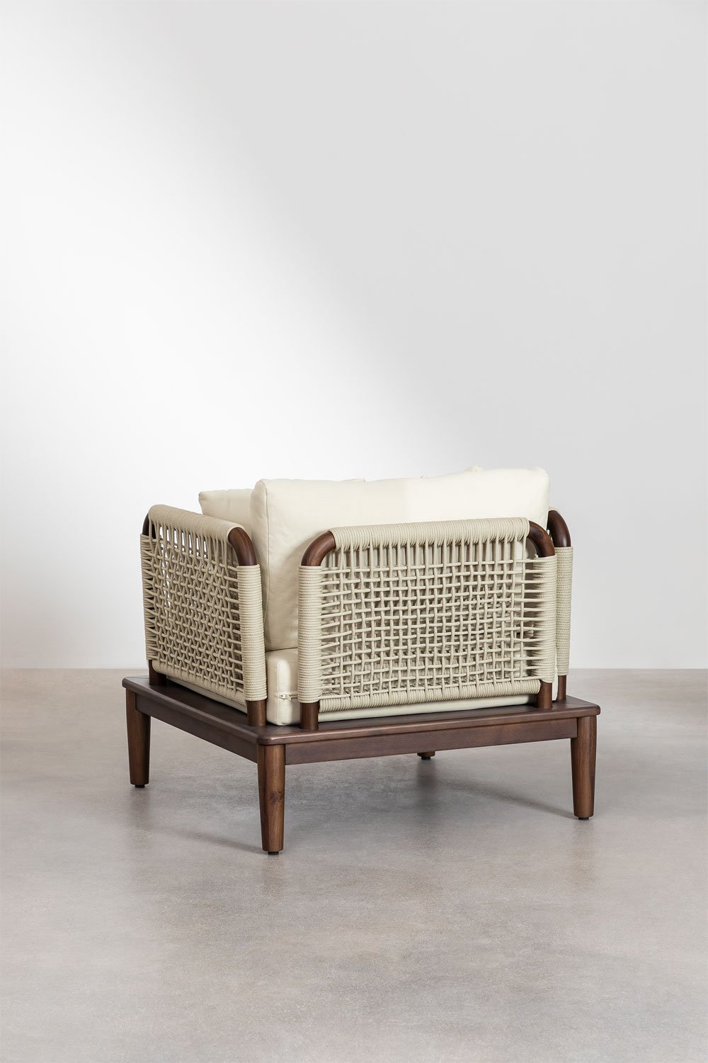 Set da giardino con divano componibile in 4 pezzi con 2 poltrone angolari, pouf e poltrona in legno di acacia Giulia