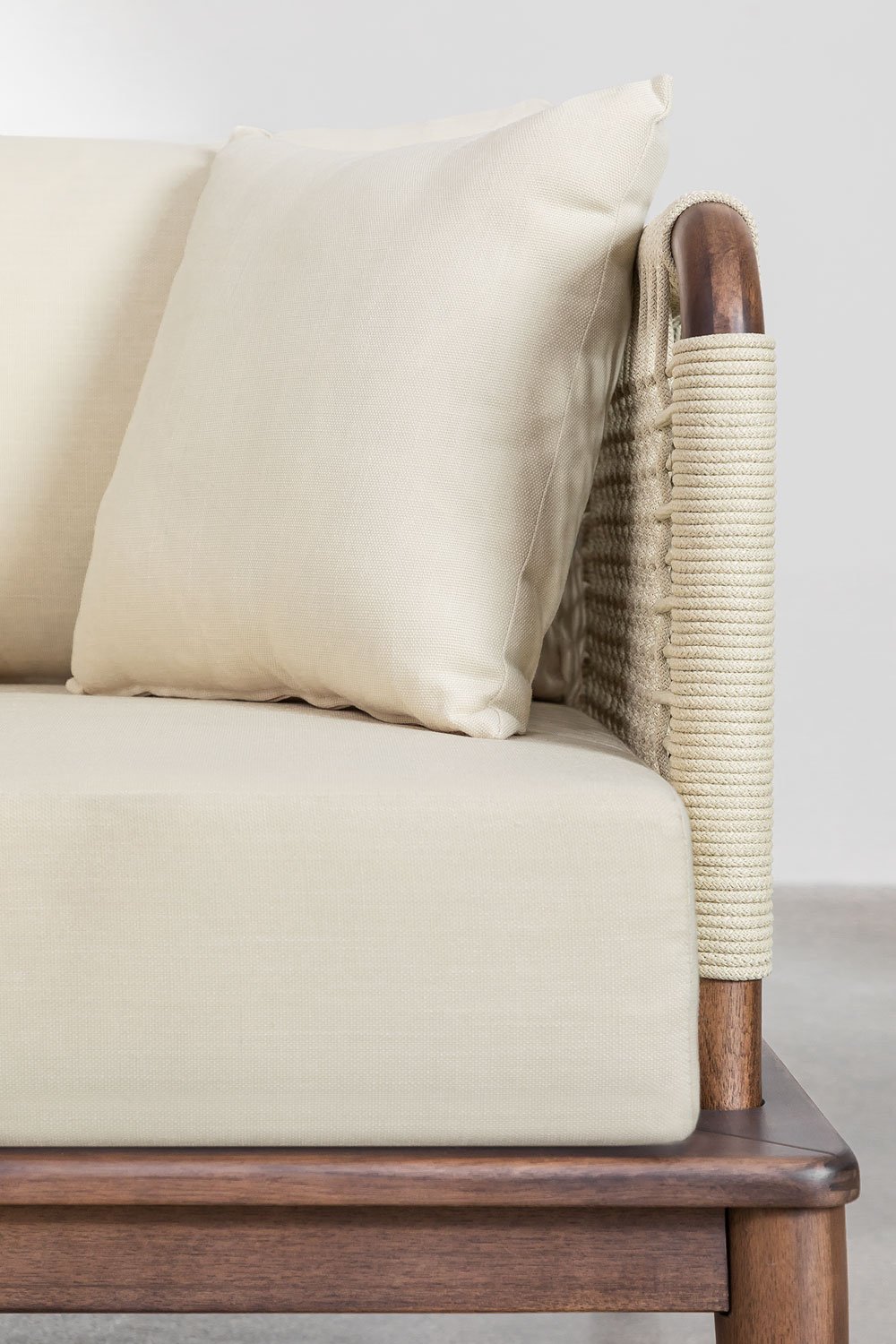 Set da giardino con divano componibile in 4 pezzi con 2 poltrone angolari, pouf e poltrona in legno di acacia Giulia