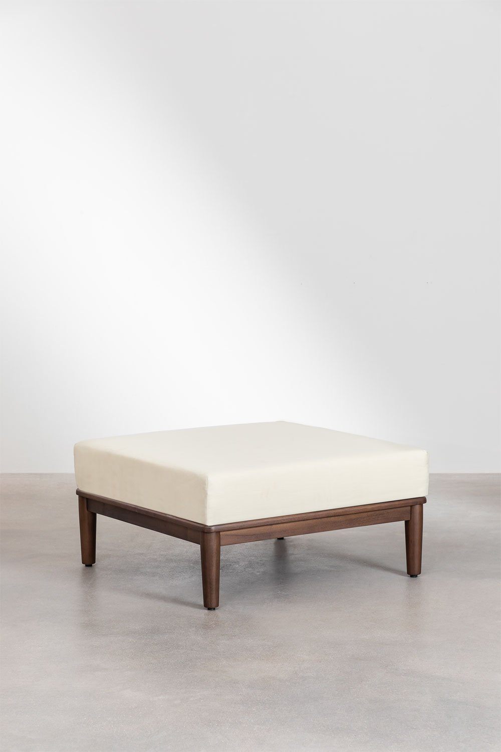 Set da giardino con divano componibile in 4 pezzi con 2 poltrone angolari, pouf e poltrona in legno di acacia Giulia