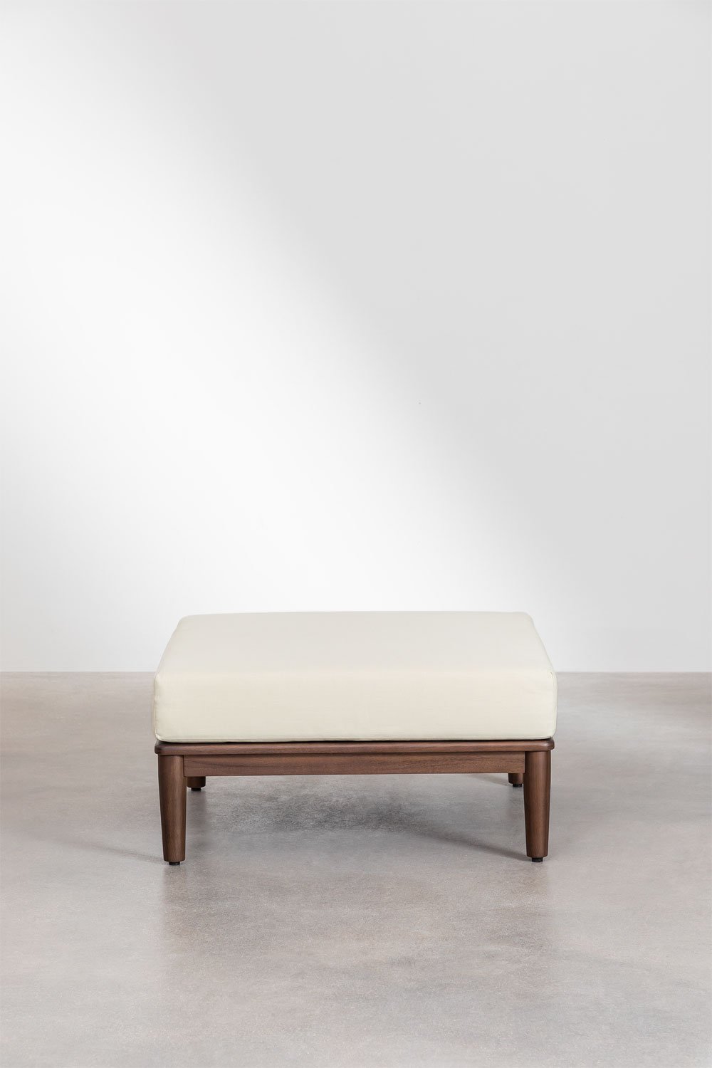 Set da giardino con divano componibile in 4 pezzi con 2 poltrone angolari, pouf e poltrona in legno di acacia Giulia