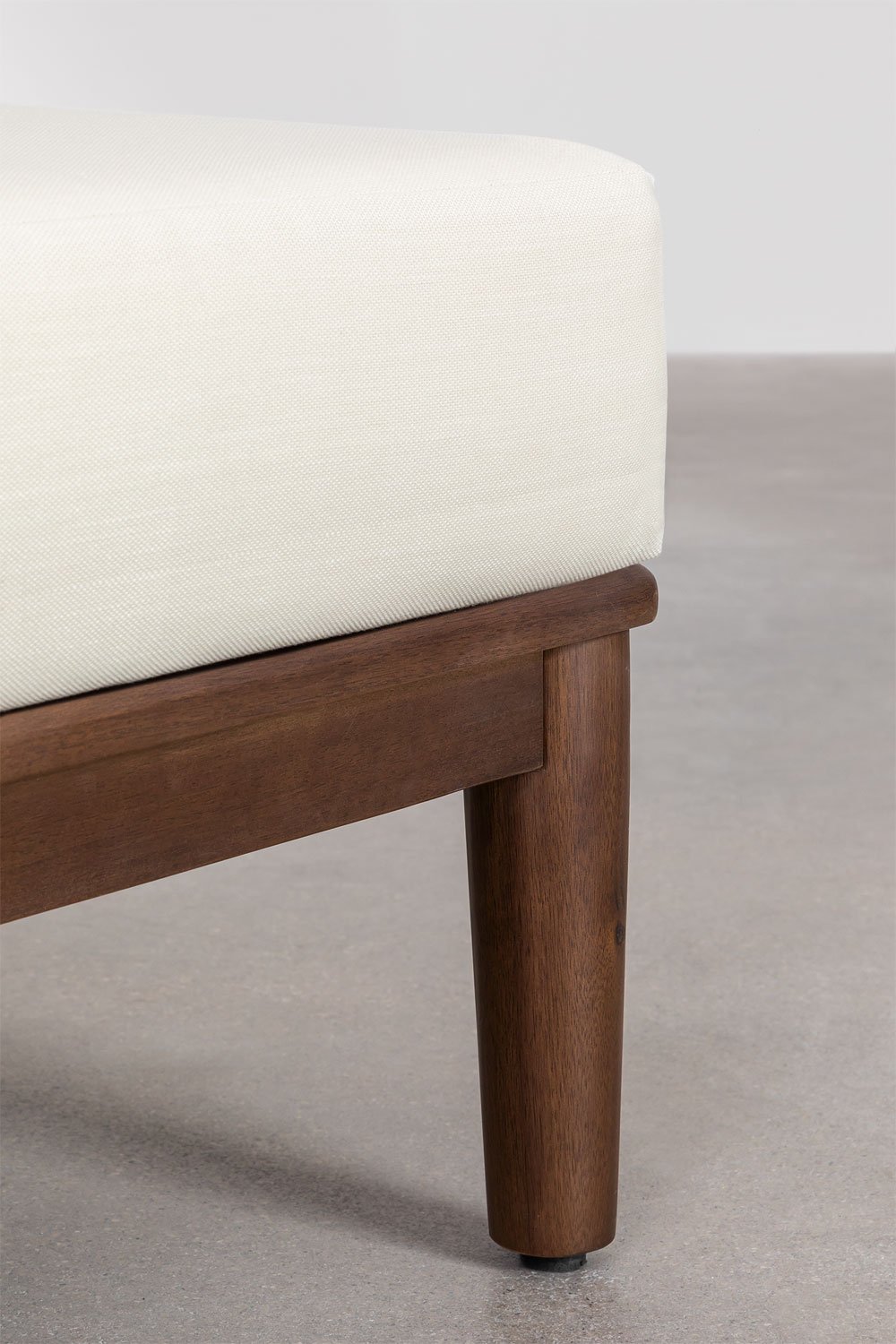 Set da giardino con divano componibile in 4 pezzi con 2 poltrone angolari, pouf e poltrona in legno di acacia Giulia