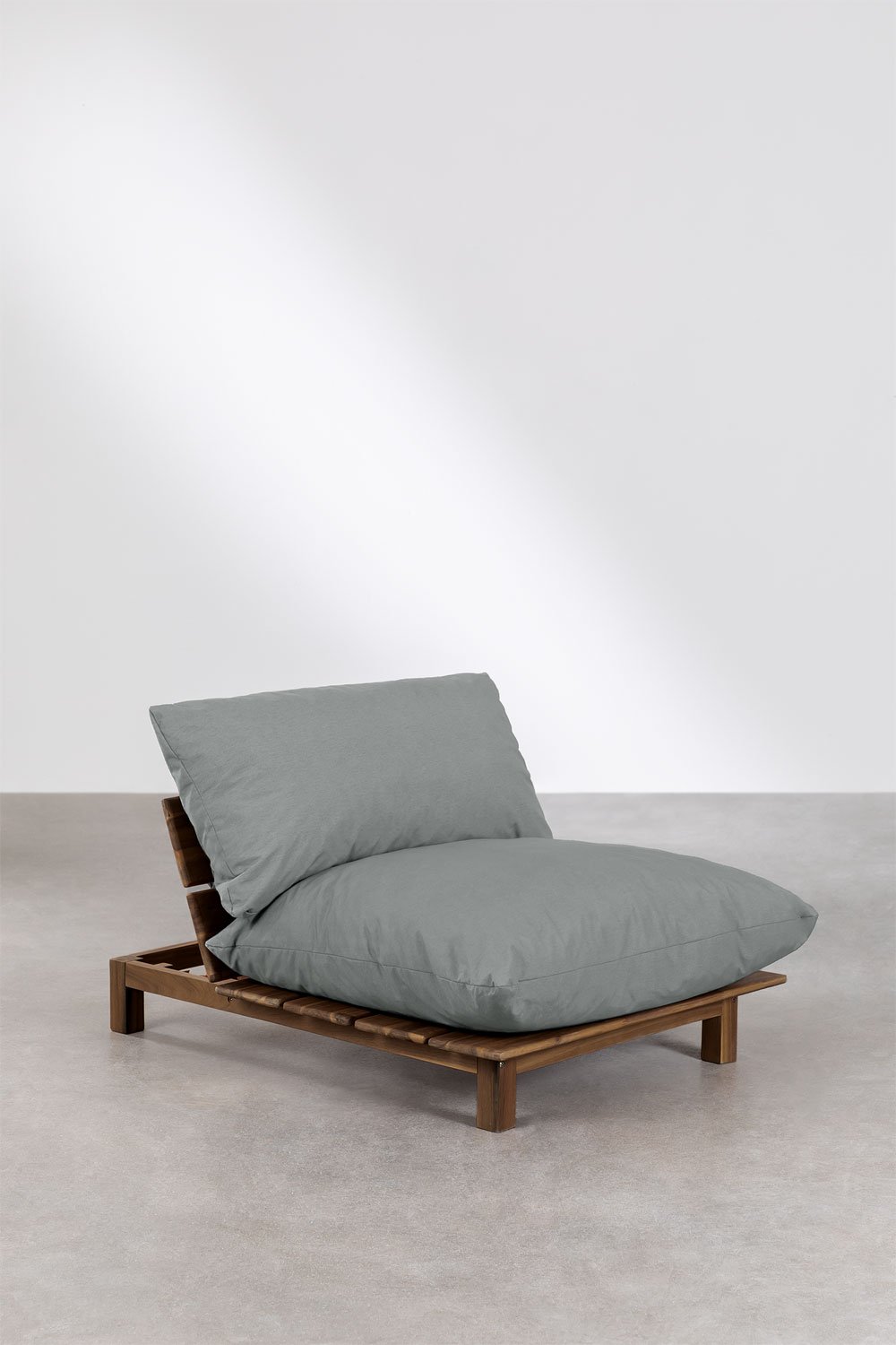 Divano reclinabile modulare da giardino a 3 pezzi con pouf in legno di acacia Brina