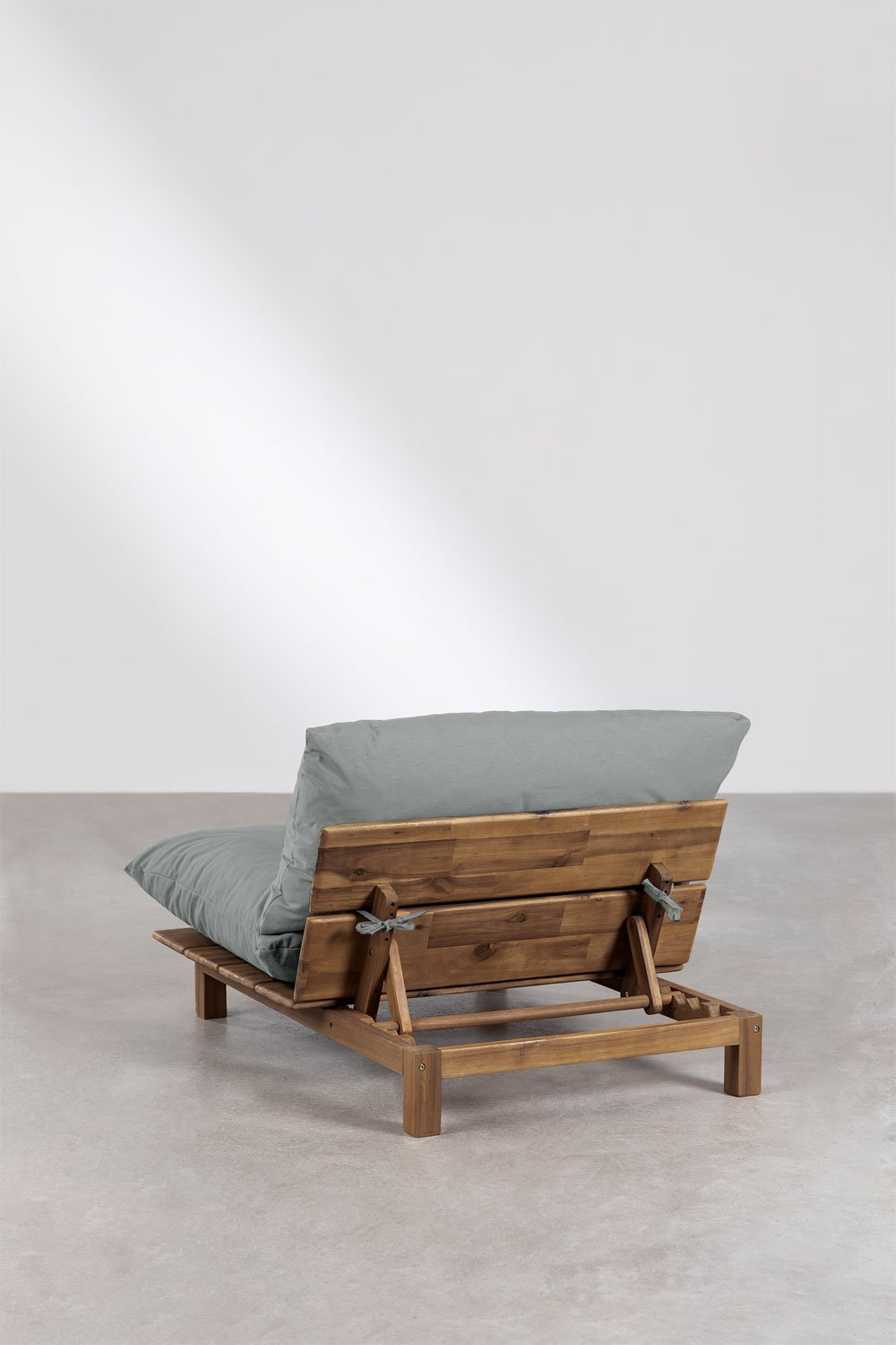 Divano reclinabile modulare da giardino a 3 pezzi con pouf in legno di acacia Brina