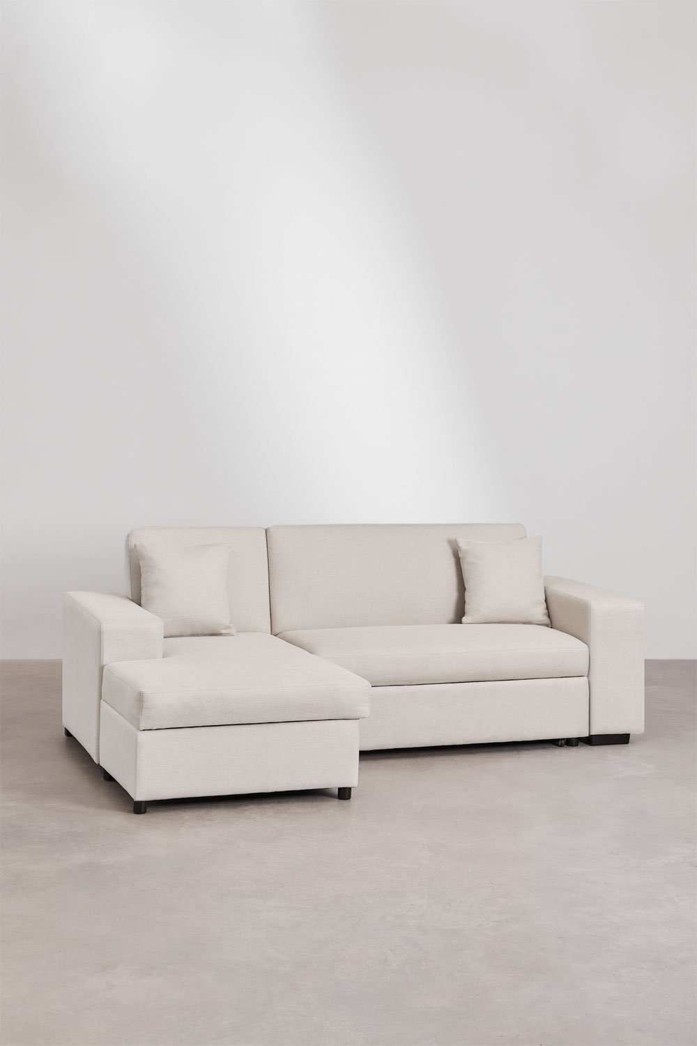 Divano letto chaise longue sinistra 3 posti in tessuto Umay