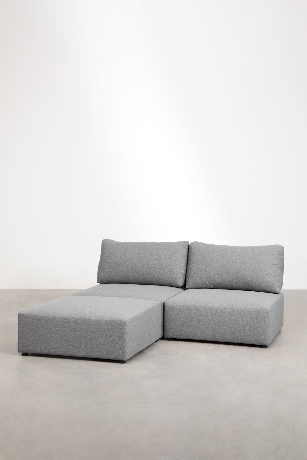 Divano componibile in 2 pezzi con pouf Kata