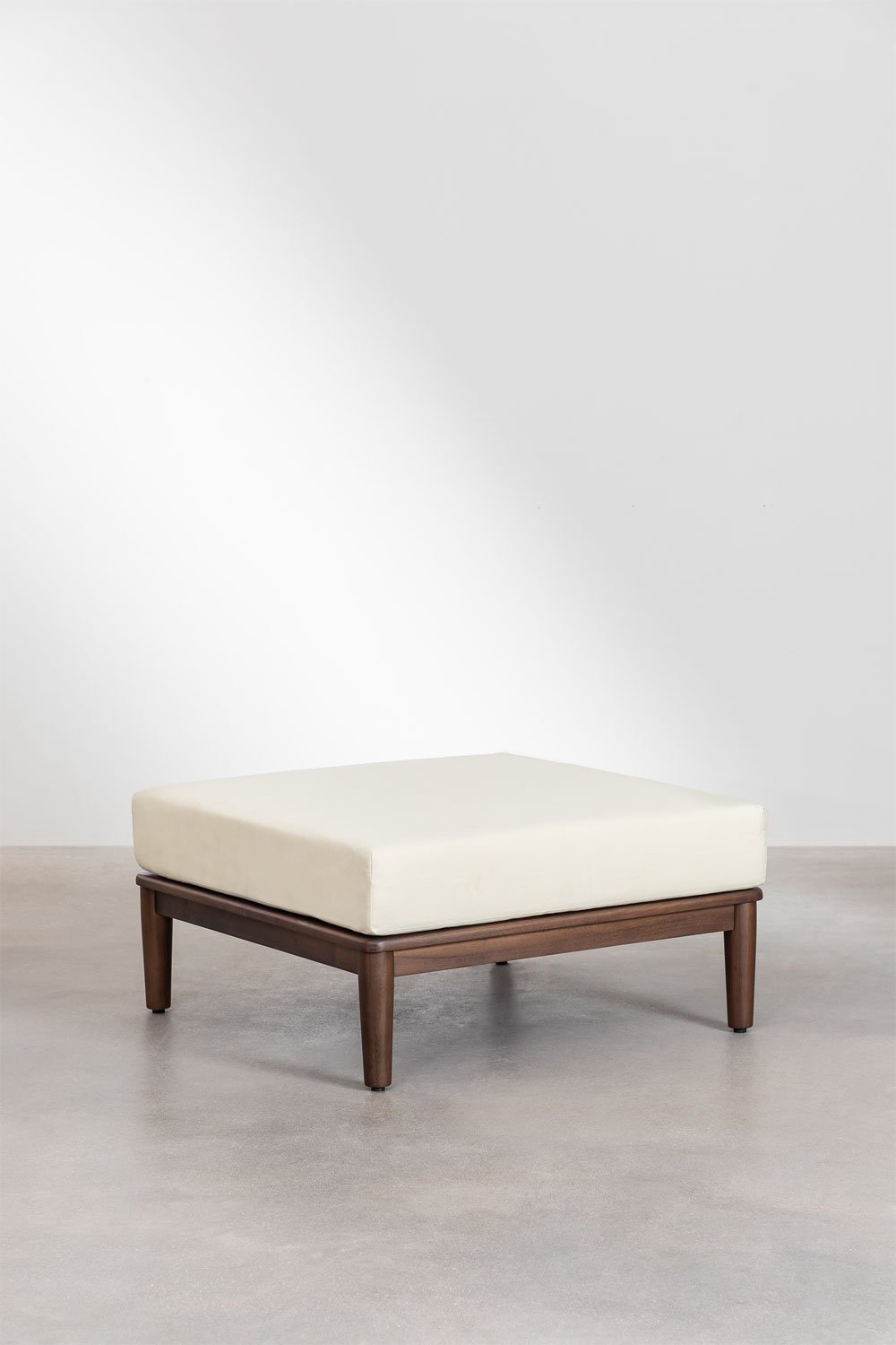Divano da giardino componibile Giulia 3 pezzi con 2 poltrone angolari e pouf in acacia