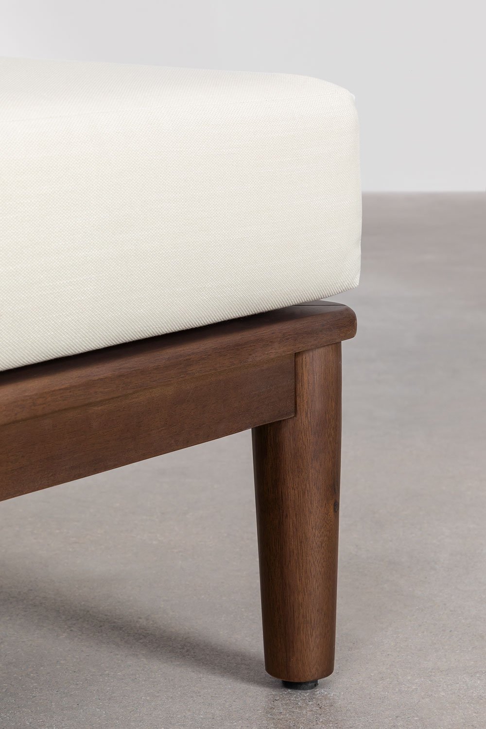 Divano da giardino componibile Giulia 3 pezzi con 2 poltrone angolari e pouf in acacia