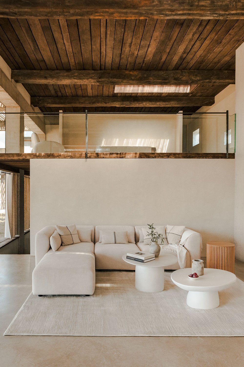 Divano componibile in 3 pezzi con pouf Fogler