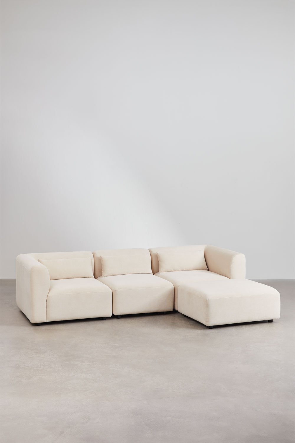 Divano componibile in 3 pezzi con pouf Fogler