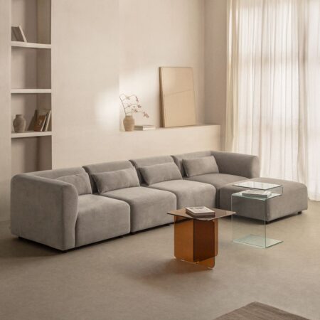 Divano modulare 4 pezzi con pouf Fogler