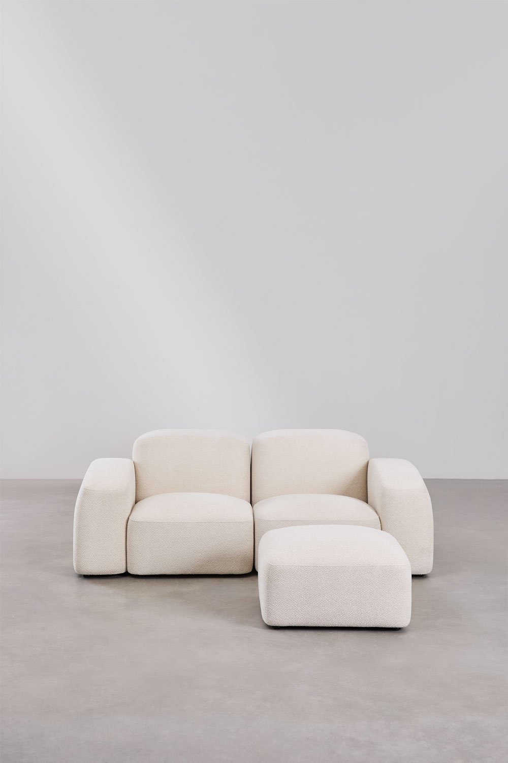 Divano componibile Bastian 2 pezzi e pouf