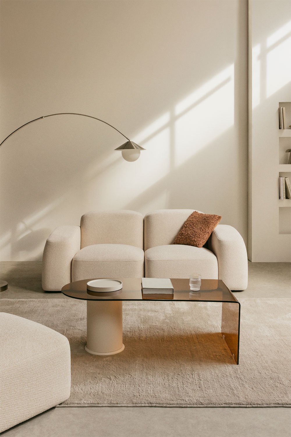 Divano componibile Bastian 2 pezzi e pouf