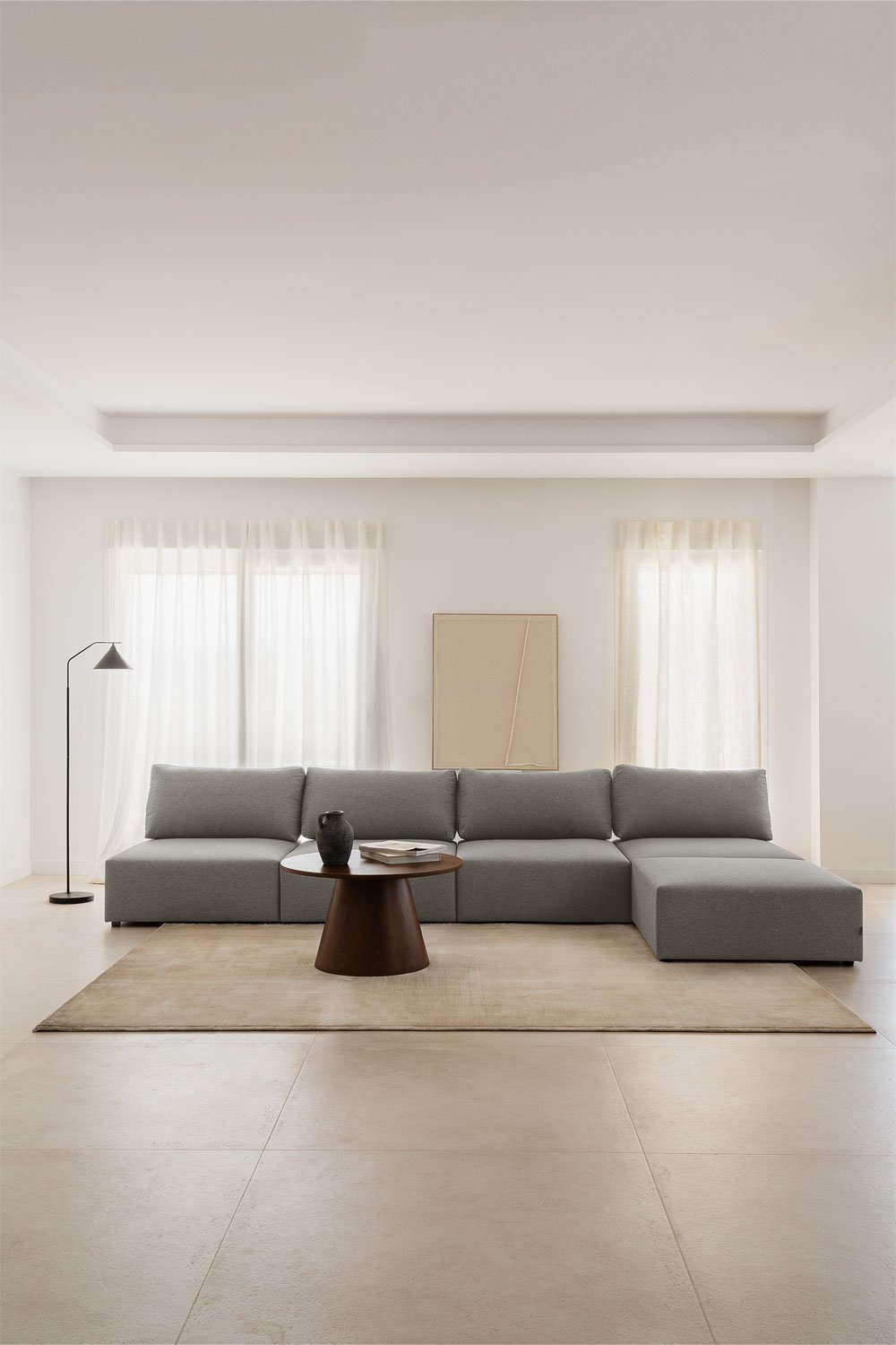Divano componibile in 4 pezzi con pouf Kata